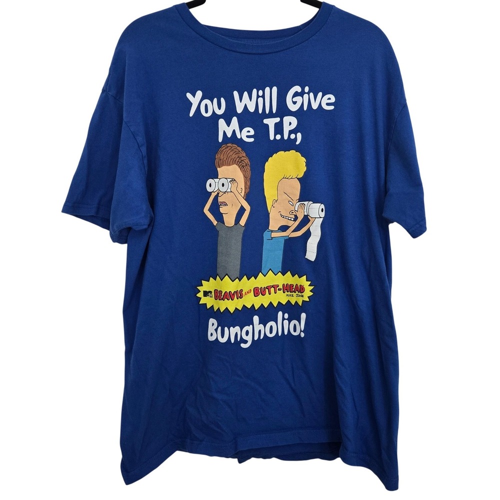 Beavis and Butt-Head Shirt XL Blue MTV You Will Give Me TP Bungholio Graphic